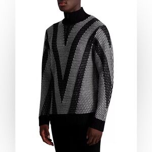 Karl Lagerfeld Monochrome Patterned Zip-Up Sweater
